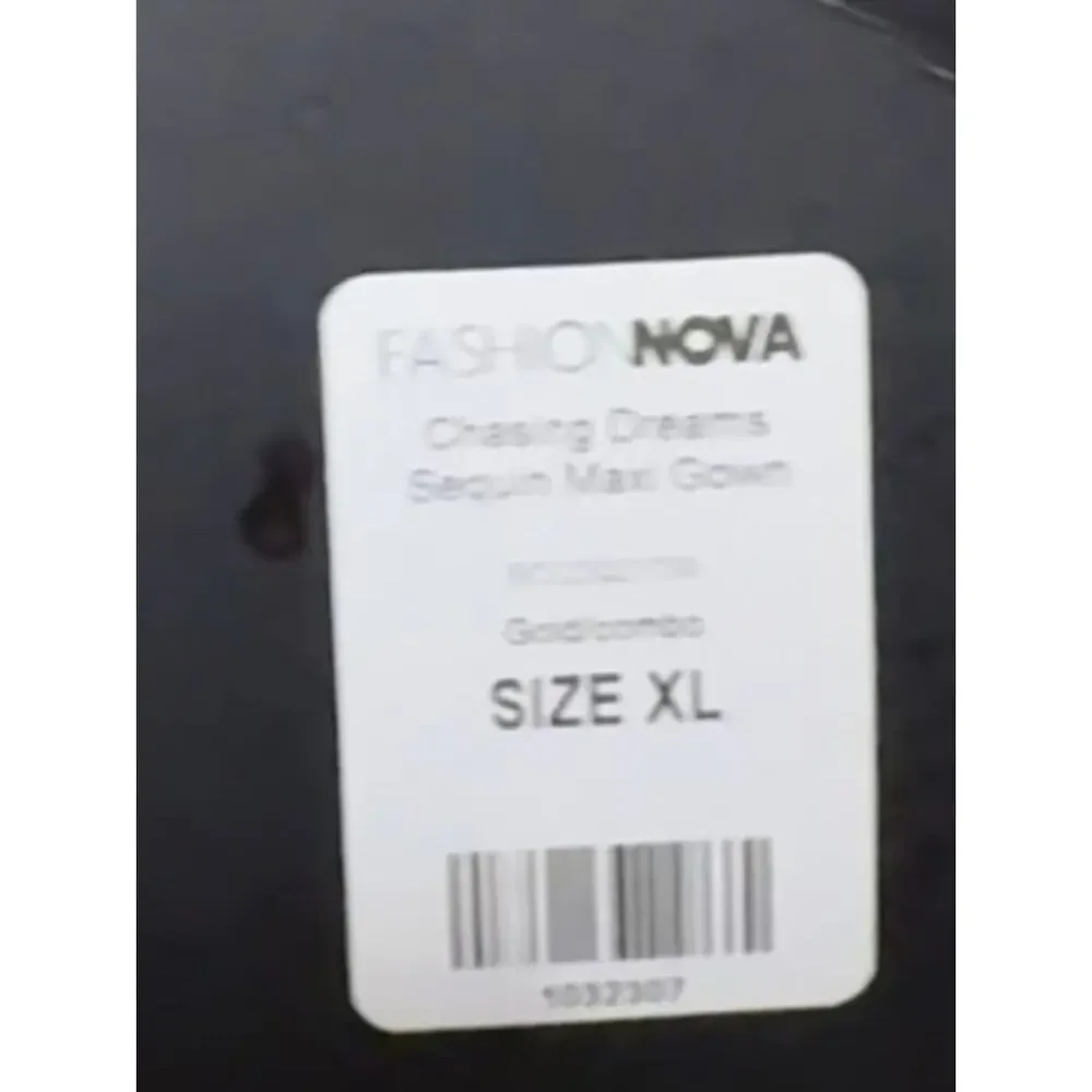Fashion Nova Sequin Gown v-neckline long sleeves Chasing Dreams Maxi XL NWT - Picture 7 of 9